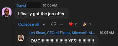 David: I finally got the job offer